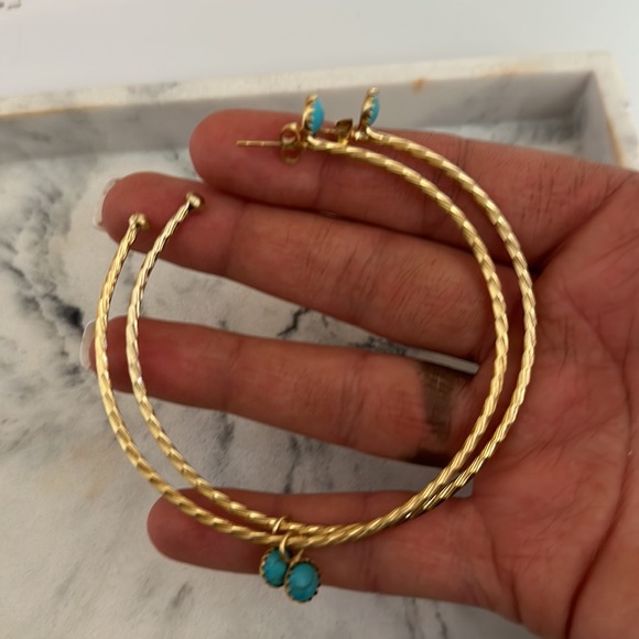 Authentic Turquoise Hoop Earrings Rowdy Rose Western - Picture 3 of 7